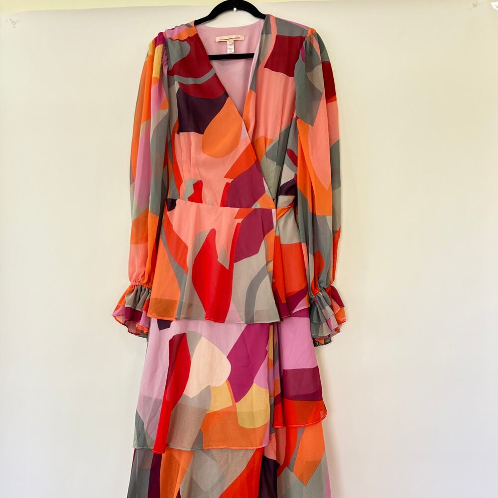 Anthropologie Hutch Long Sleeve V-Neck Wrap Maxi Dress Multicolor Size 1X - Picture 6 of 10
